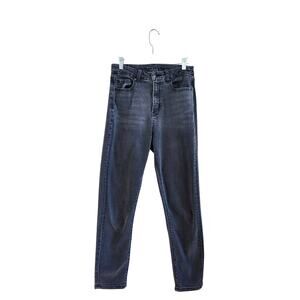 American Eagle High Rise Curvy Mom Tapered Jeans Pockets Dark Blue Denim Size 4